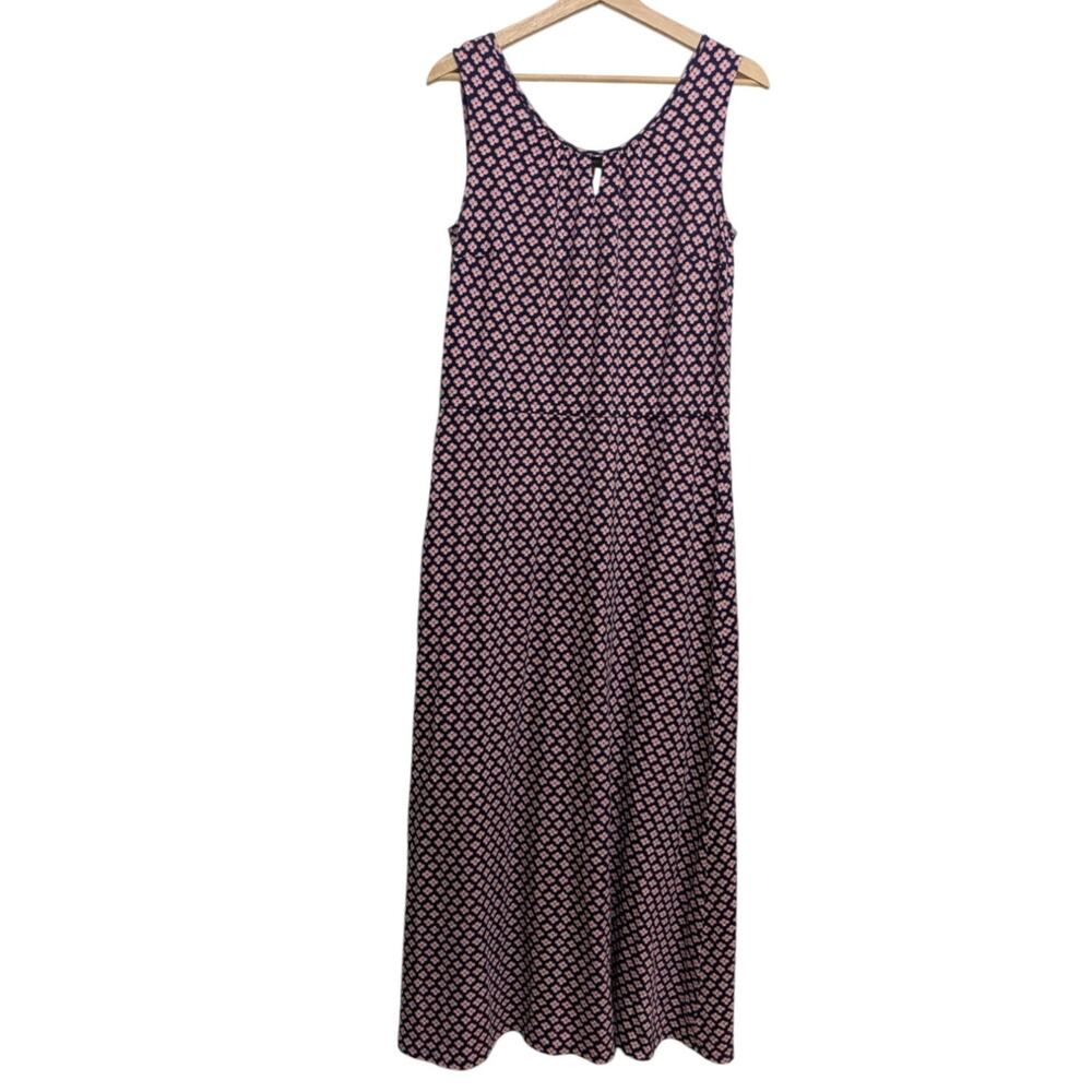 Talbots Tank Maxi Dress Blue Pink Floral Daisy Cotton Modal Spandex Blend Sz M